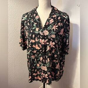 Vans Black and Pink Floral Top